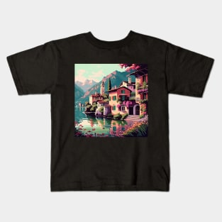 Colorful Lakeside Flower Villa Kids T-Shirt